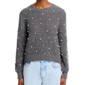 AQUA Embellished Crewneck Sweater. Size XXL. Color Grey